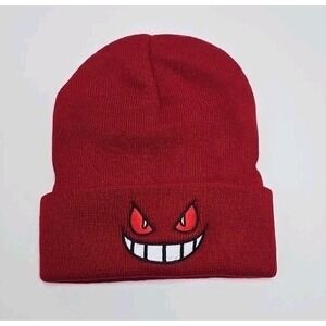Gengar Red Beanie Skullcap Cap Inspired by Pokemon One Size